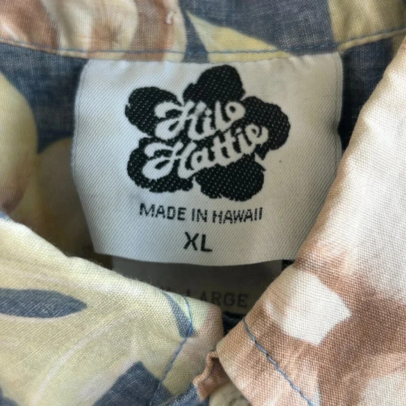 Hilo Hattie Vintage Hawaiian Reverse Floral Print Popover Cotton Shirt Size XL - Picture 5 of 8